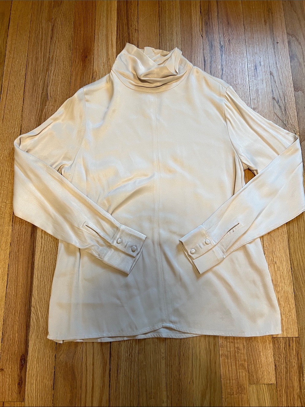bohme Cream Long-Sleeve Silk-Look Turtleneck Top